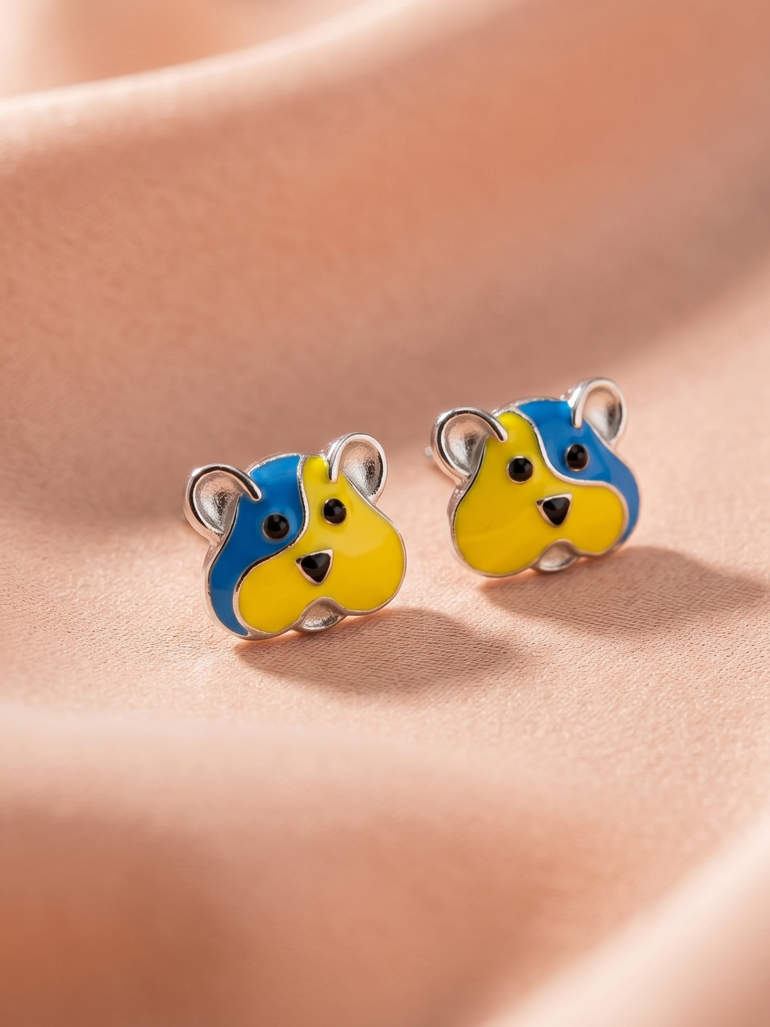 Playful Two-Tone Bear Studs