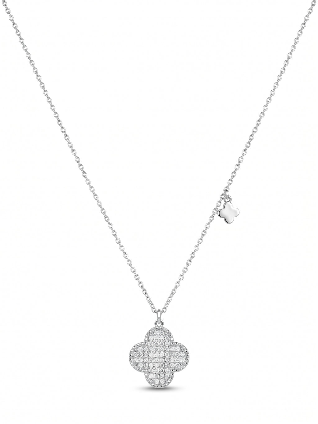 Reversible Pavé CZ & Black Onyx Clover Necklace