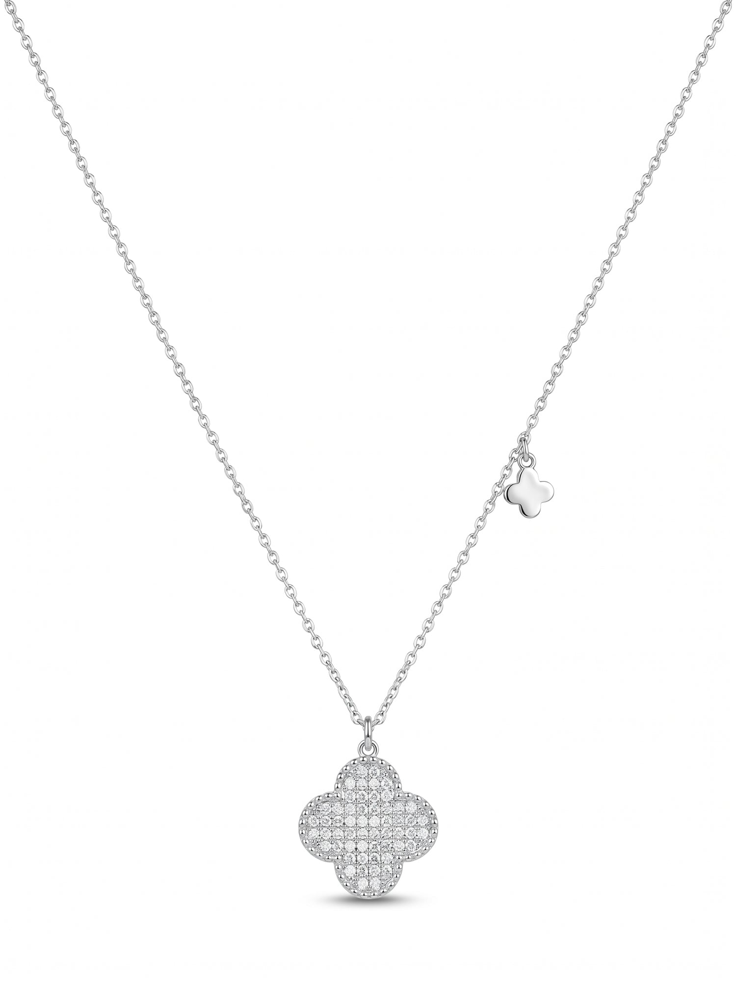 Reversible Pavé CZ & Black Onyx Clover Necklace