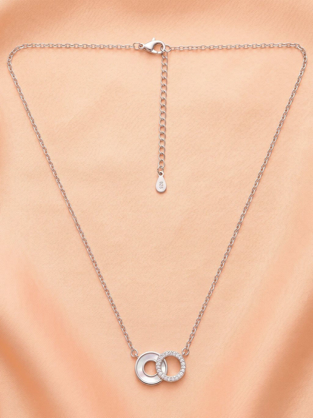 Interlocked Circle & CZ Eternity Necklace