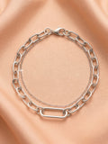 Double-Layer Paperclip & Cable Chain Bracelet