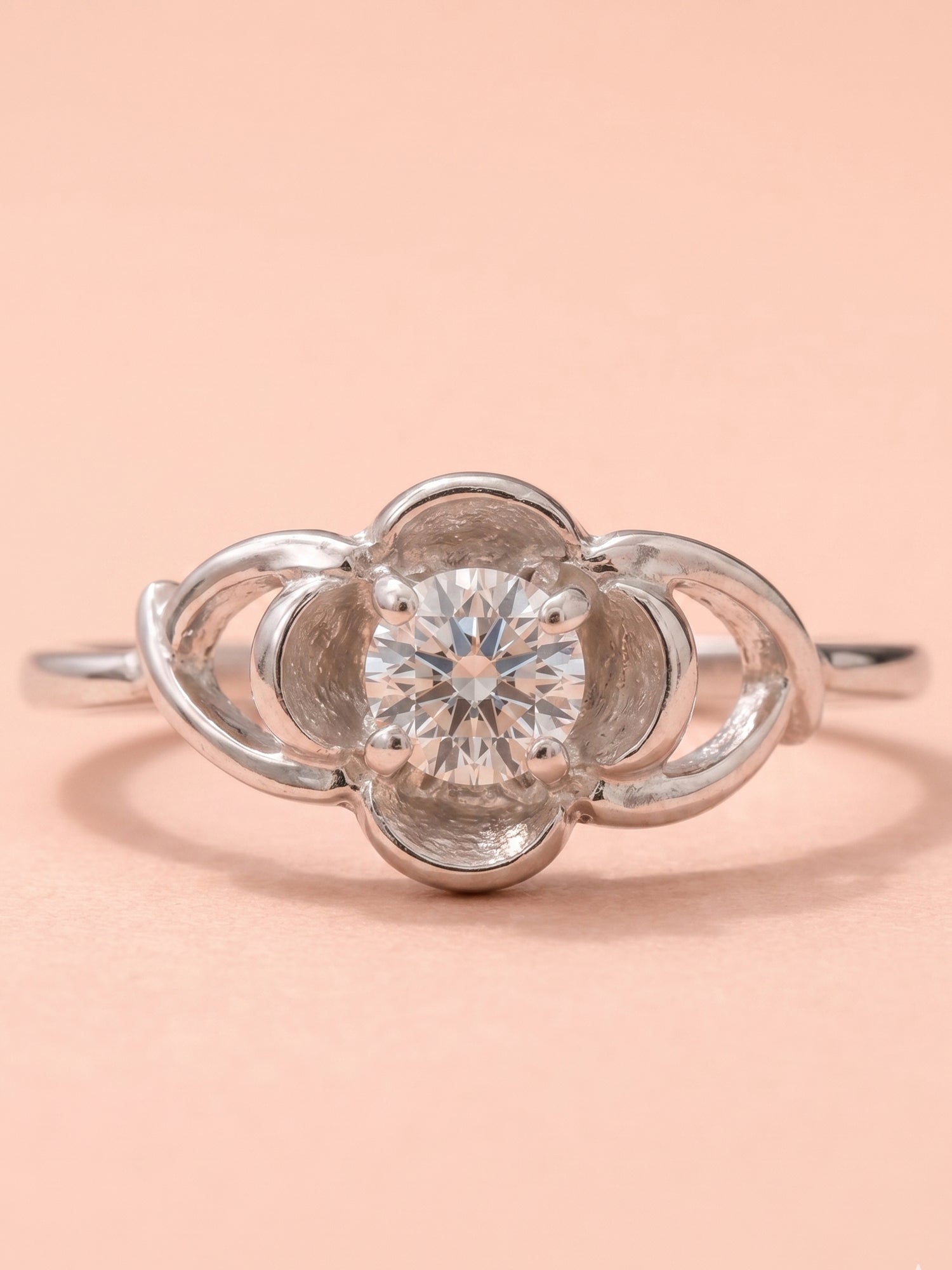 Floral Petal Solitaire Ring
