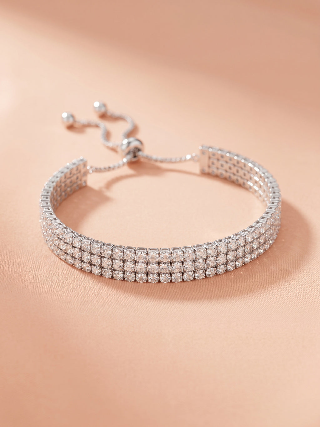 Triple-Row Pavé CZ Bolo Bracelet