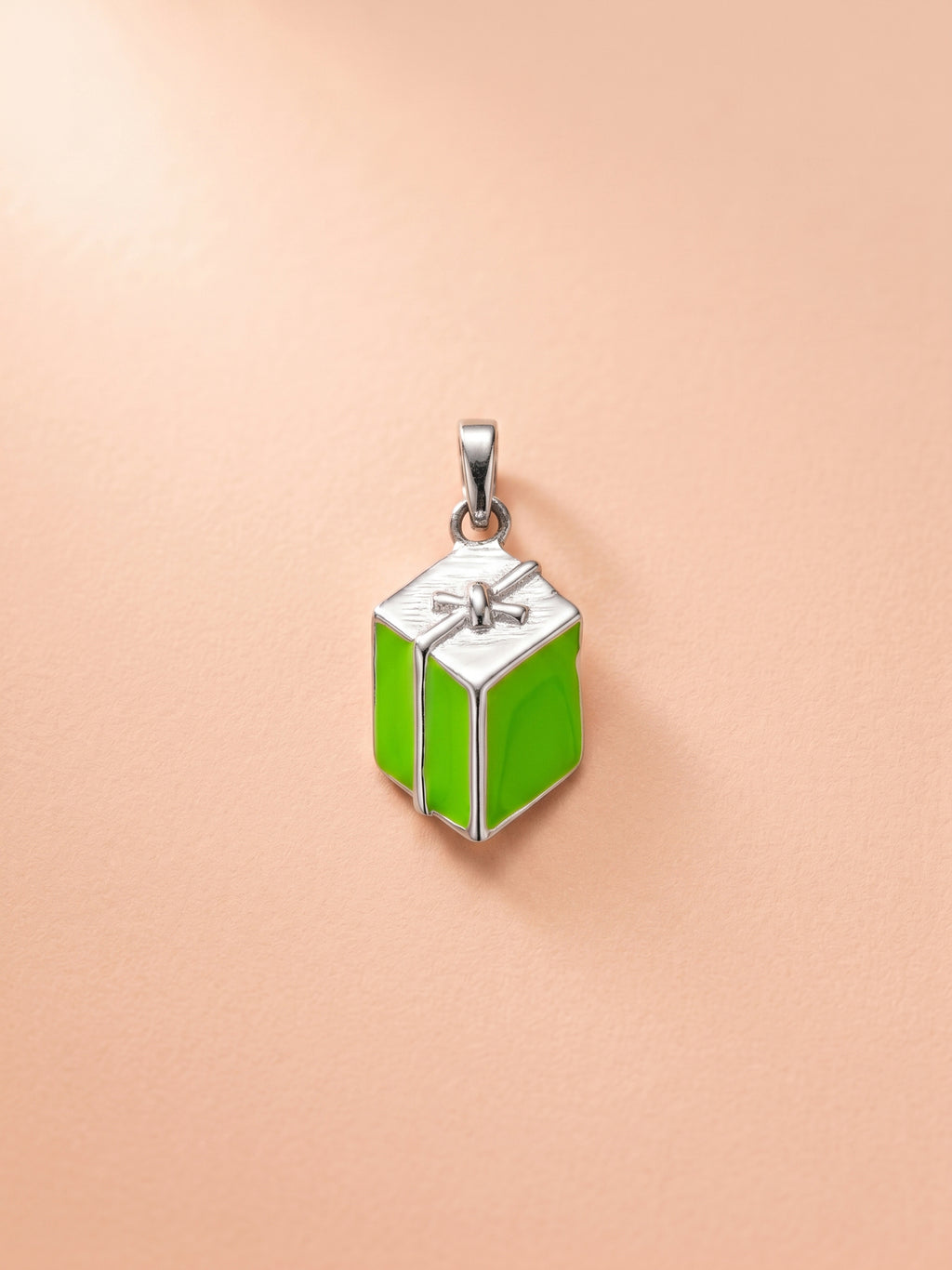 Kids Festive Lime Green Gift Box Pendant