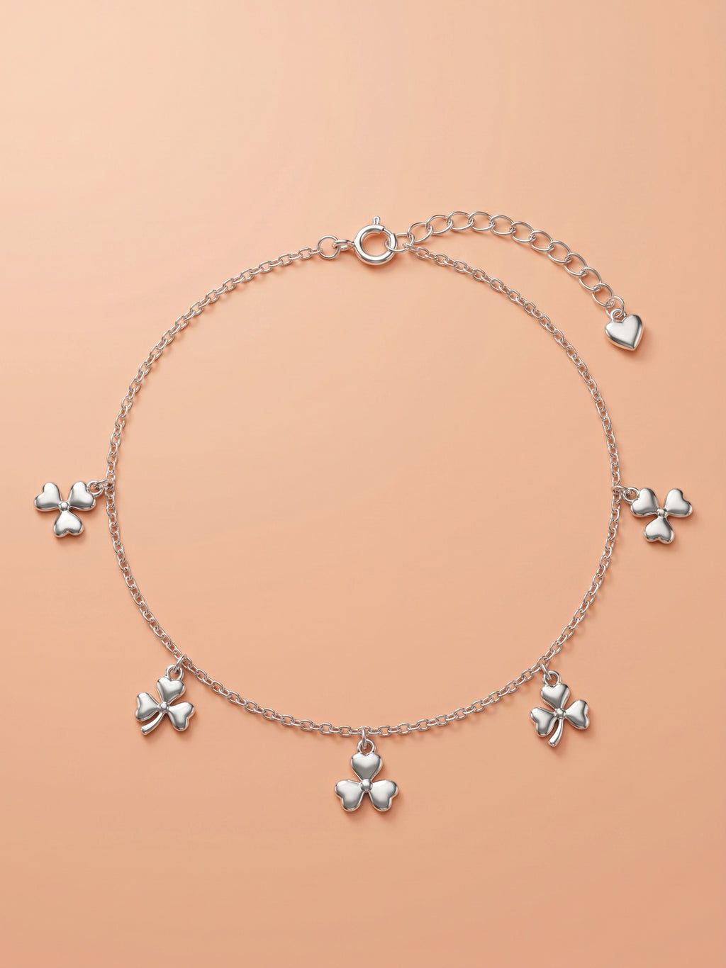 Three-Leaf Clover Charm Anklet