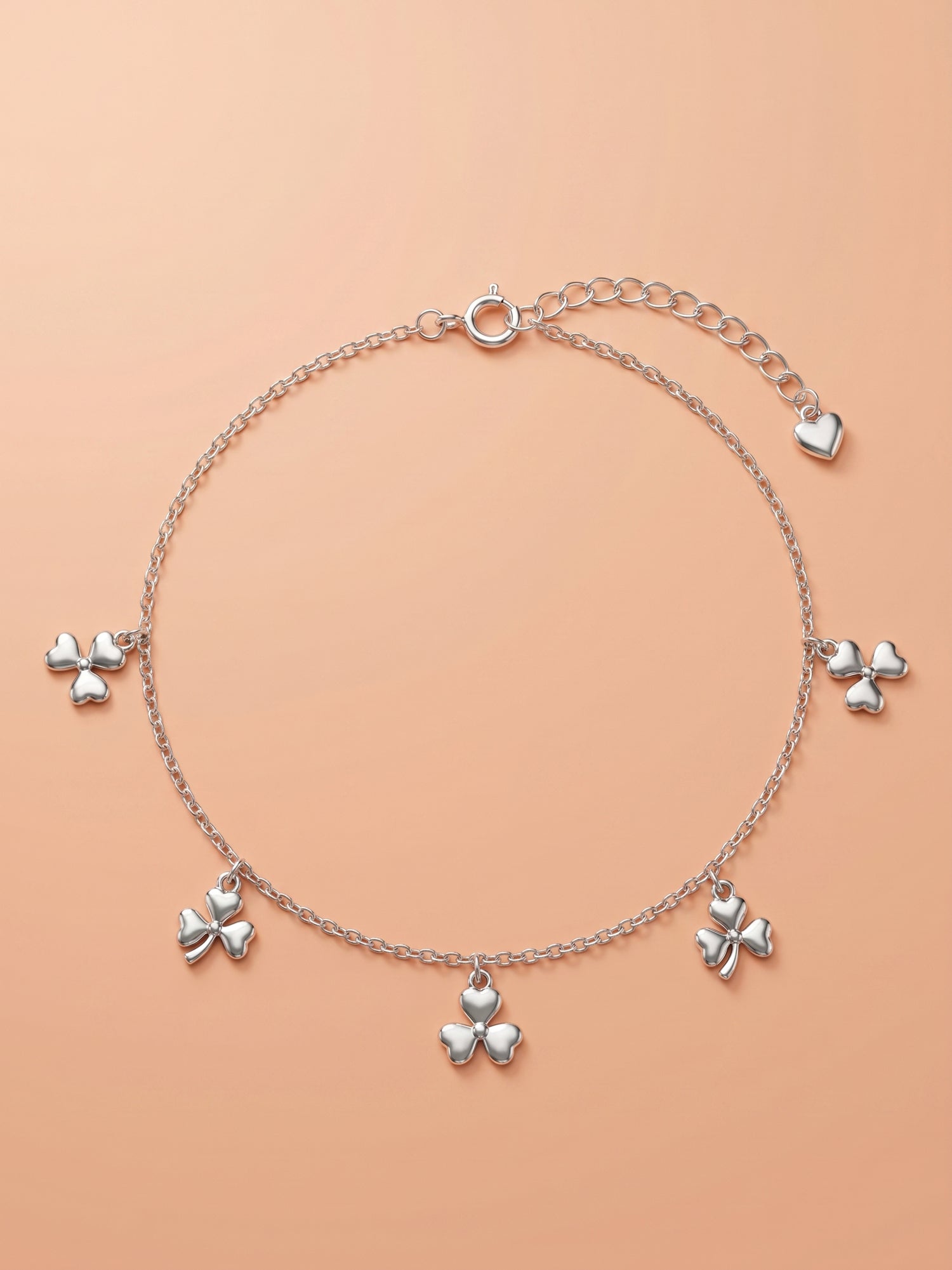 Three-Leaf Clover Charm Anklet