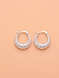 Sculptural Ribbed Graduated Hoop Earrings