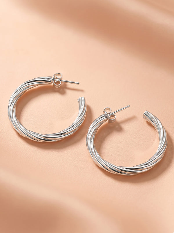 Braided Twist Open Hoops in 925 sterling silver — 925 Siller
