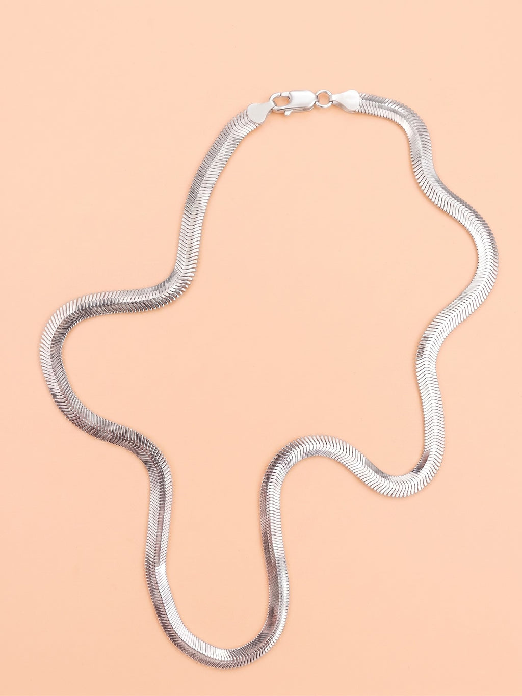 Luxe Flat Snake / Herringbone Silver Statement Chain