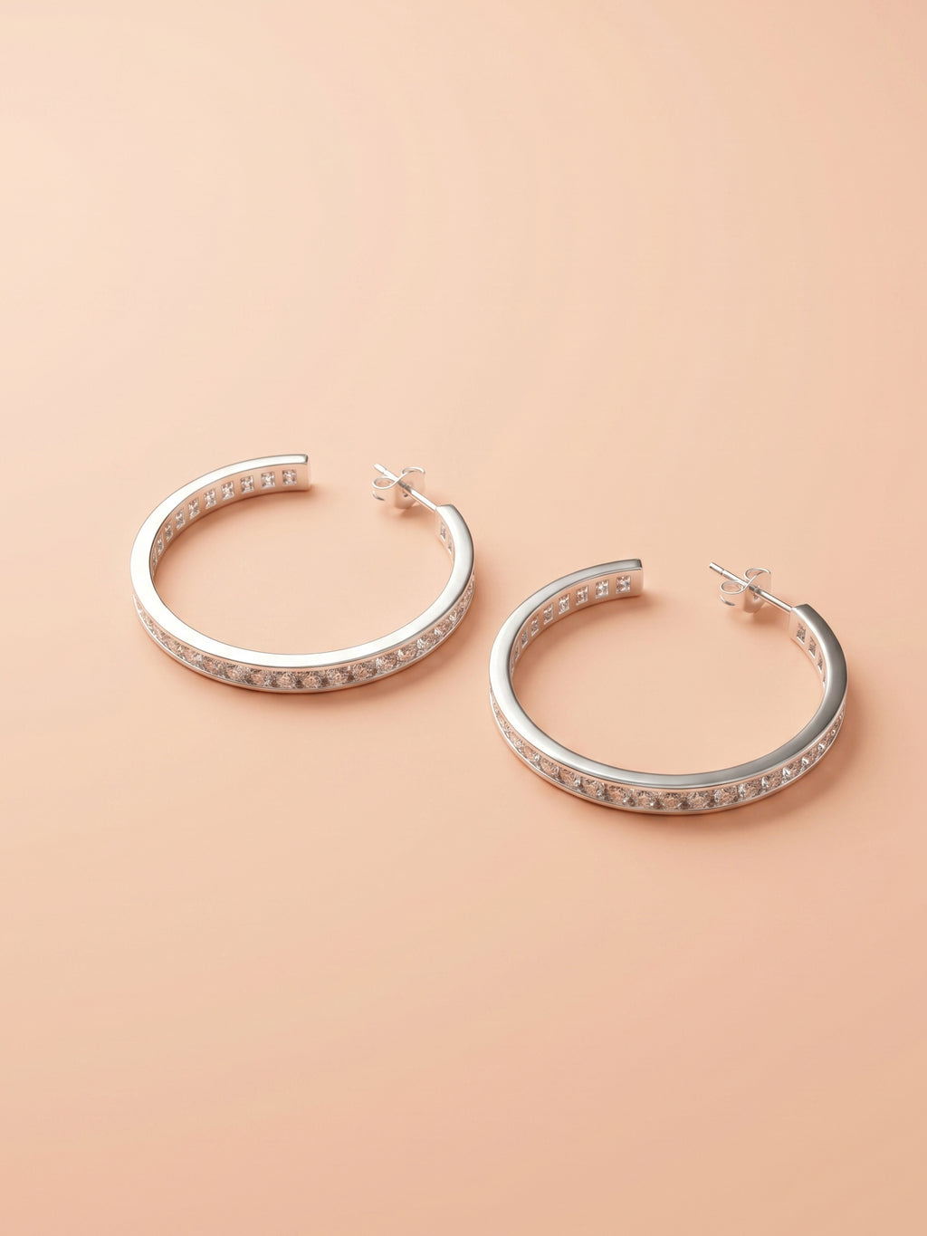 Channel-Set Zirconia Open Hoops