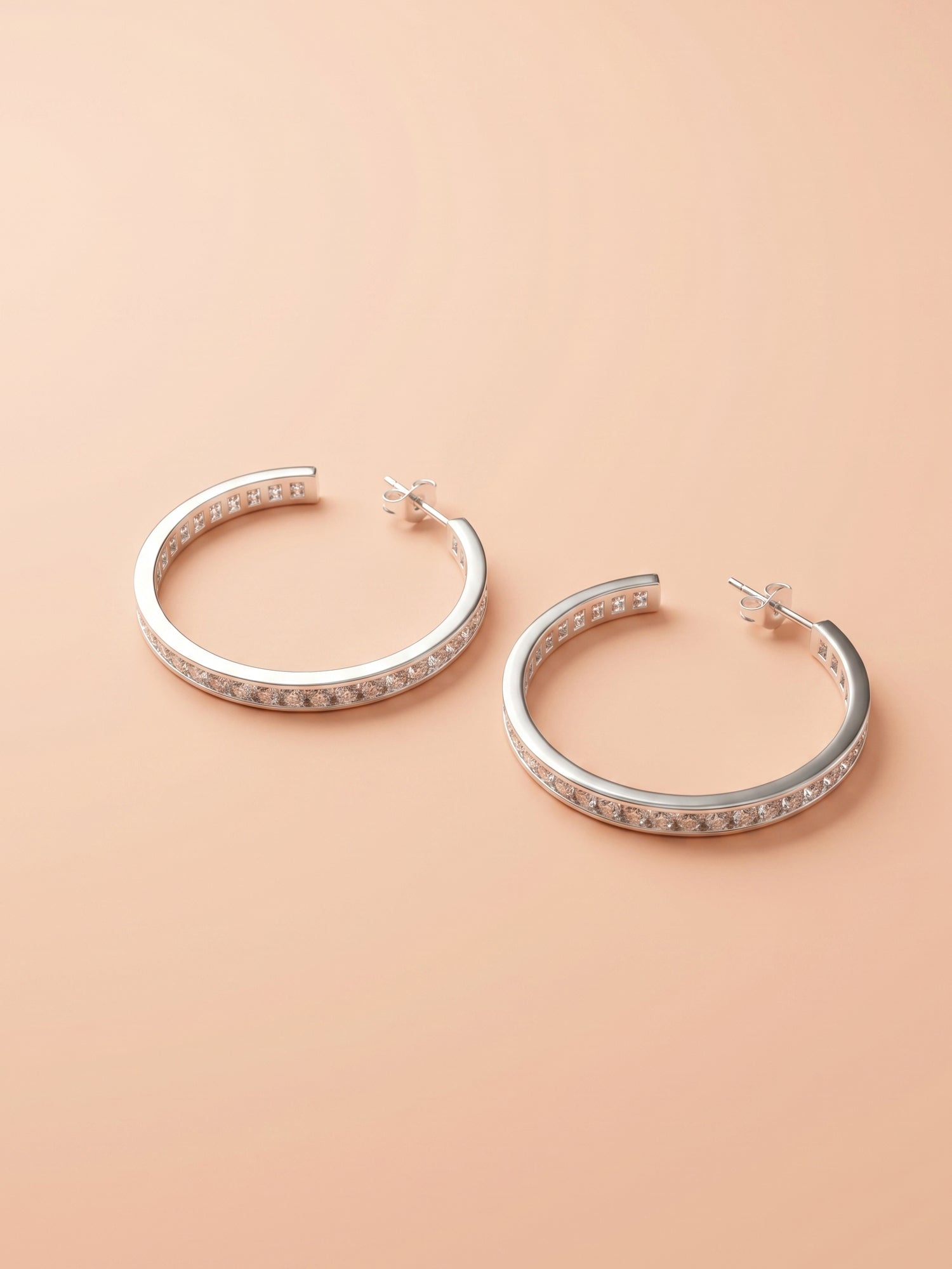 Channel-Set Zirconia Open Hoops