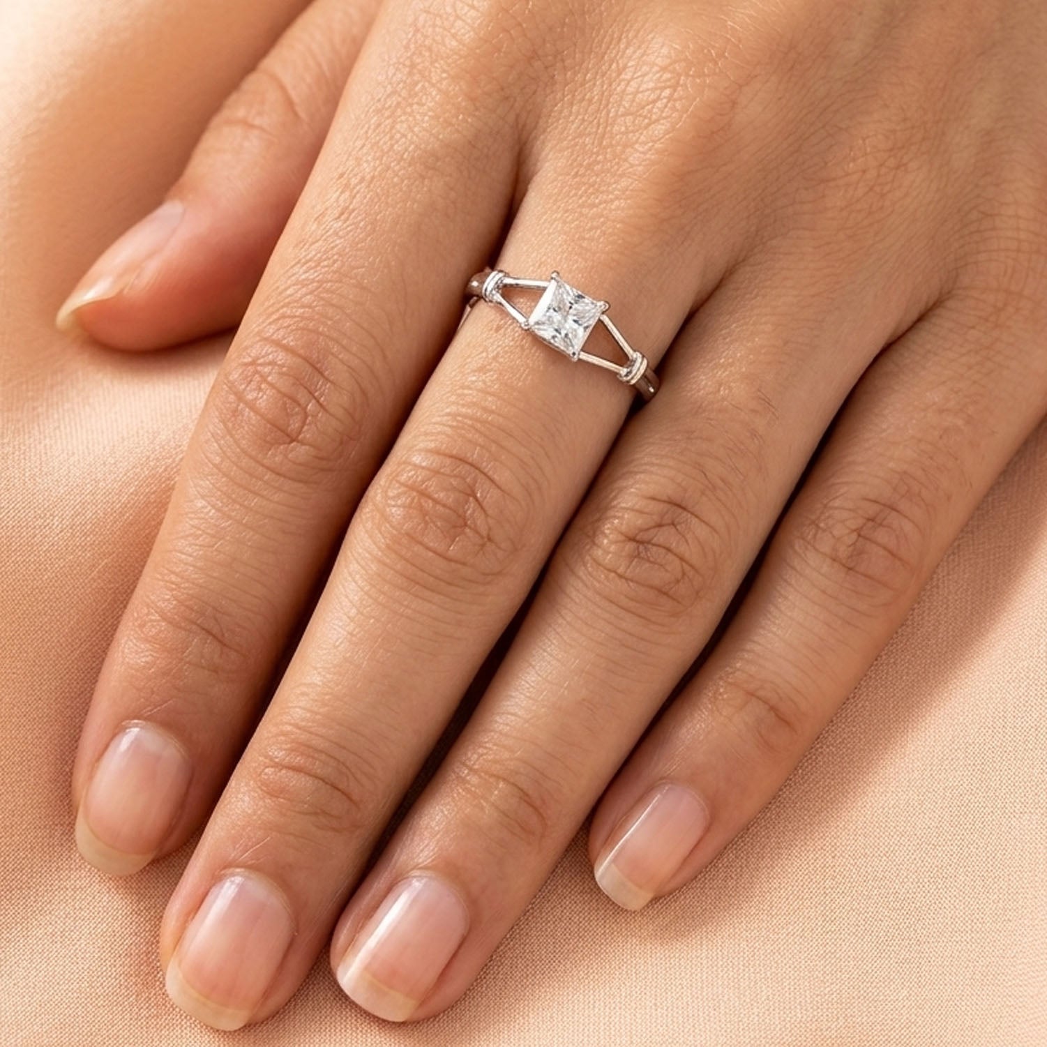 Architectural Princess Solitaire Ring