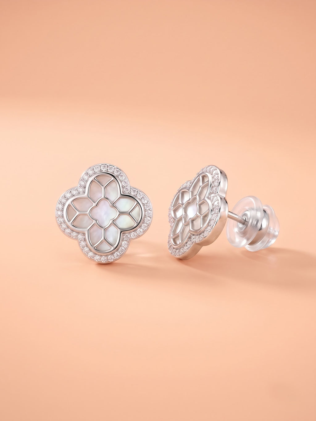 The Flora Luxe Mother-of-Pearl & CZ Stud Earrings