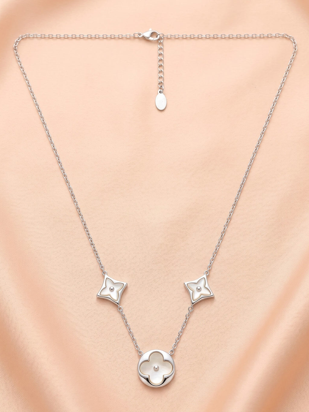 Mother of Pearl Clover & Star Triple Station Necklace