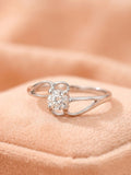 Silver Entwined Hearts Solitaire Ring