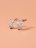 Wide Pavé Cubic Zirconia Open Hoop Studs