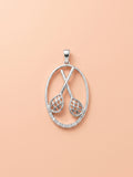 Crossed Tennis Rackets Oval Pendant