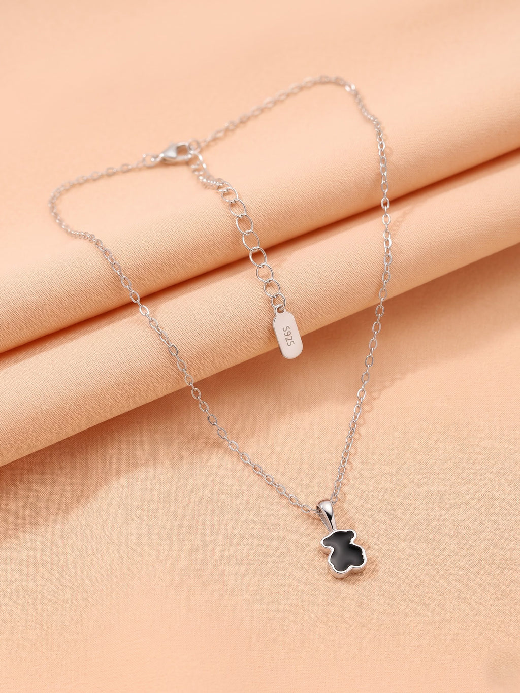 The Onyx Silhouette Bear Pendant Necklace