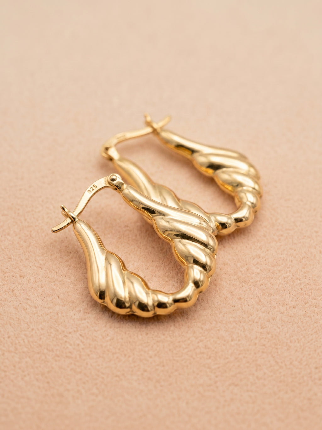 Gilded Scalloped Teardrop Hoops
