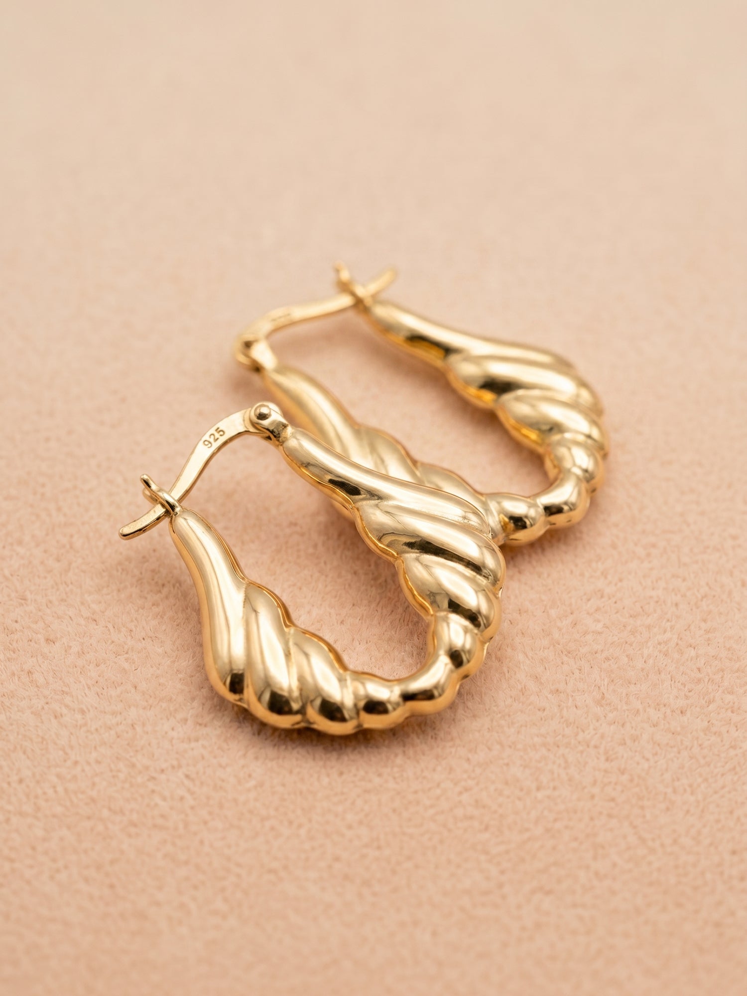 Gilded Scalloped Teardrop Hoops