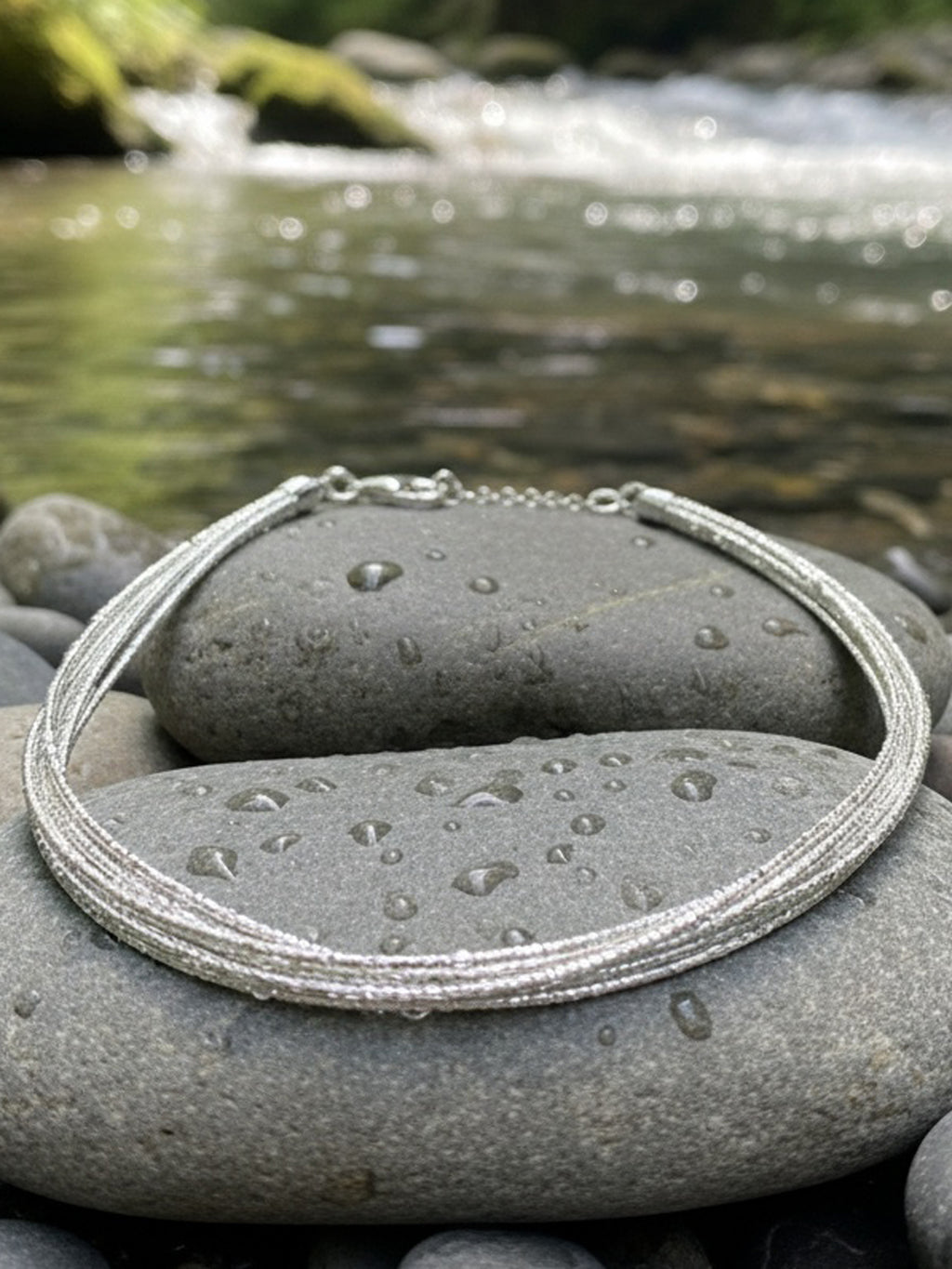 Shimmer Cascade Silver Anklet