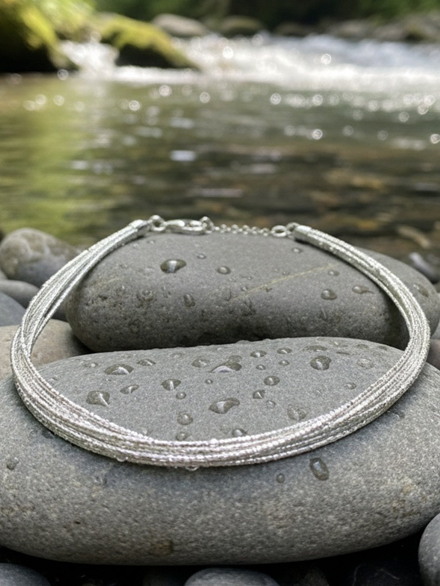 Shimmer Cascade Silver Anklet