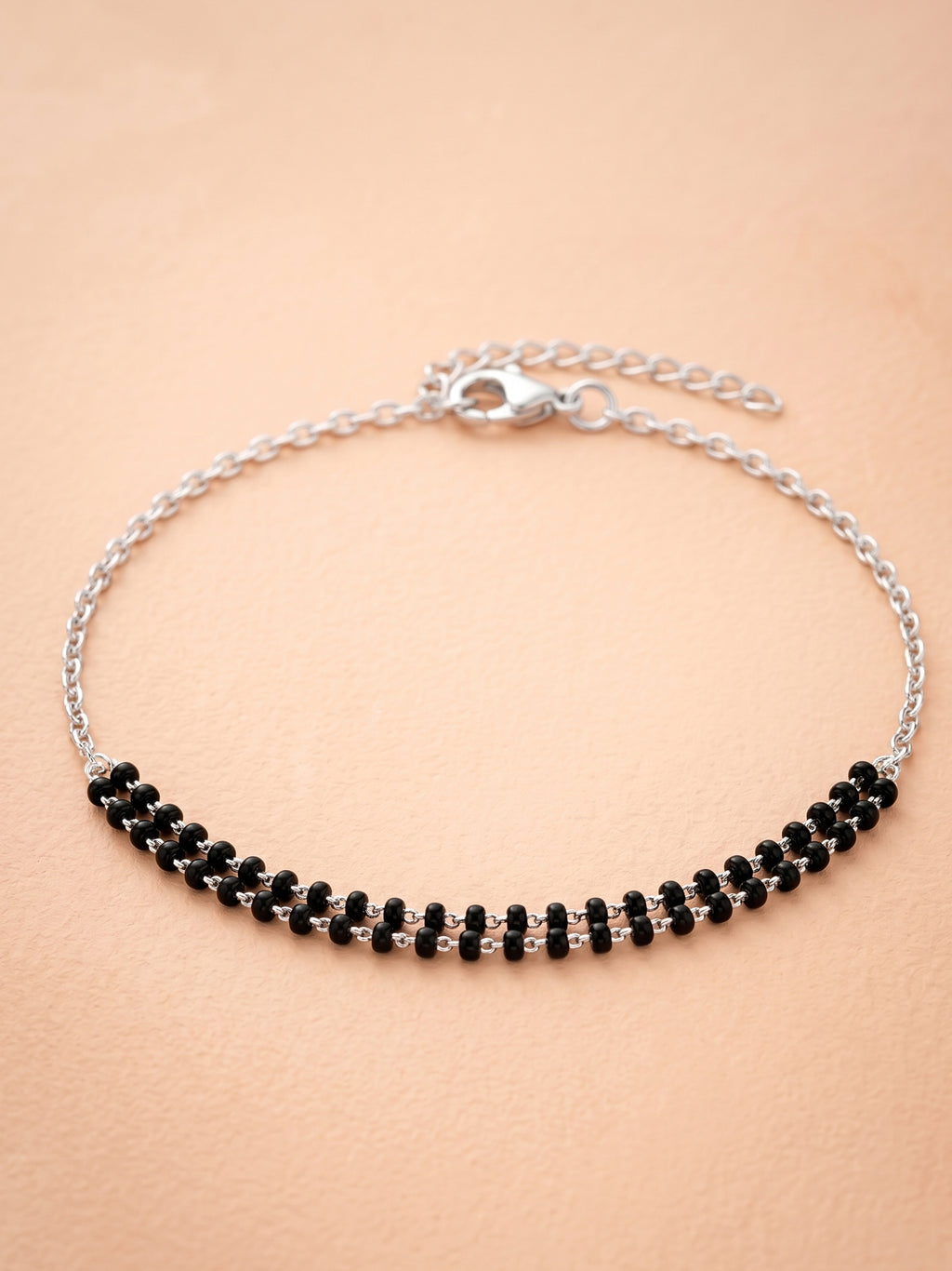 Silver Noir Double-Row Nazariya Bracelet