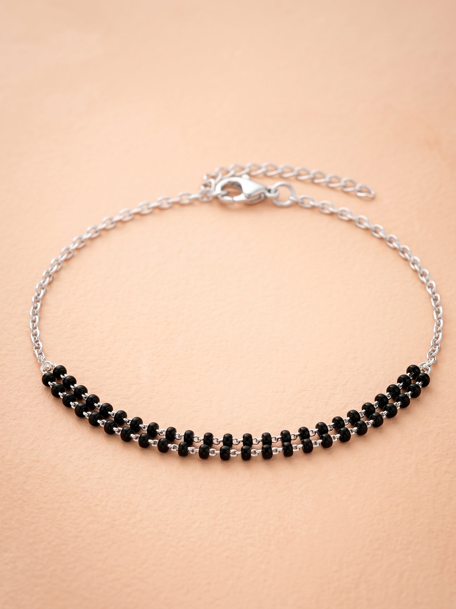 Silver Noir Double-Row Nazariya Bracelet