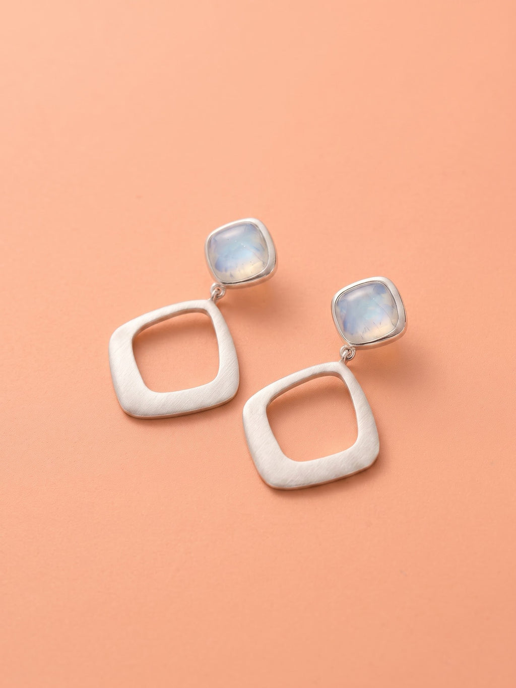 The Aurora Geometric Moonstone Drop Earrings