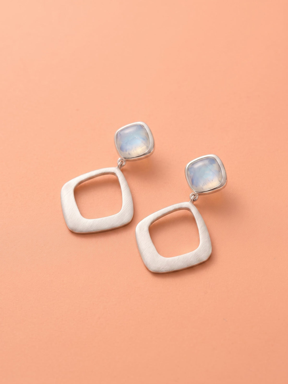 The Aurora Geometric Moonstone Drop Earrings