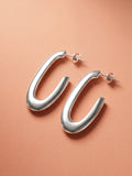 Sculptural Elongated Open Hoop Studs