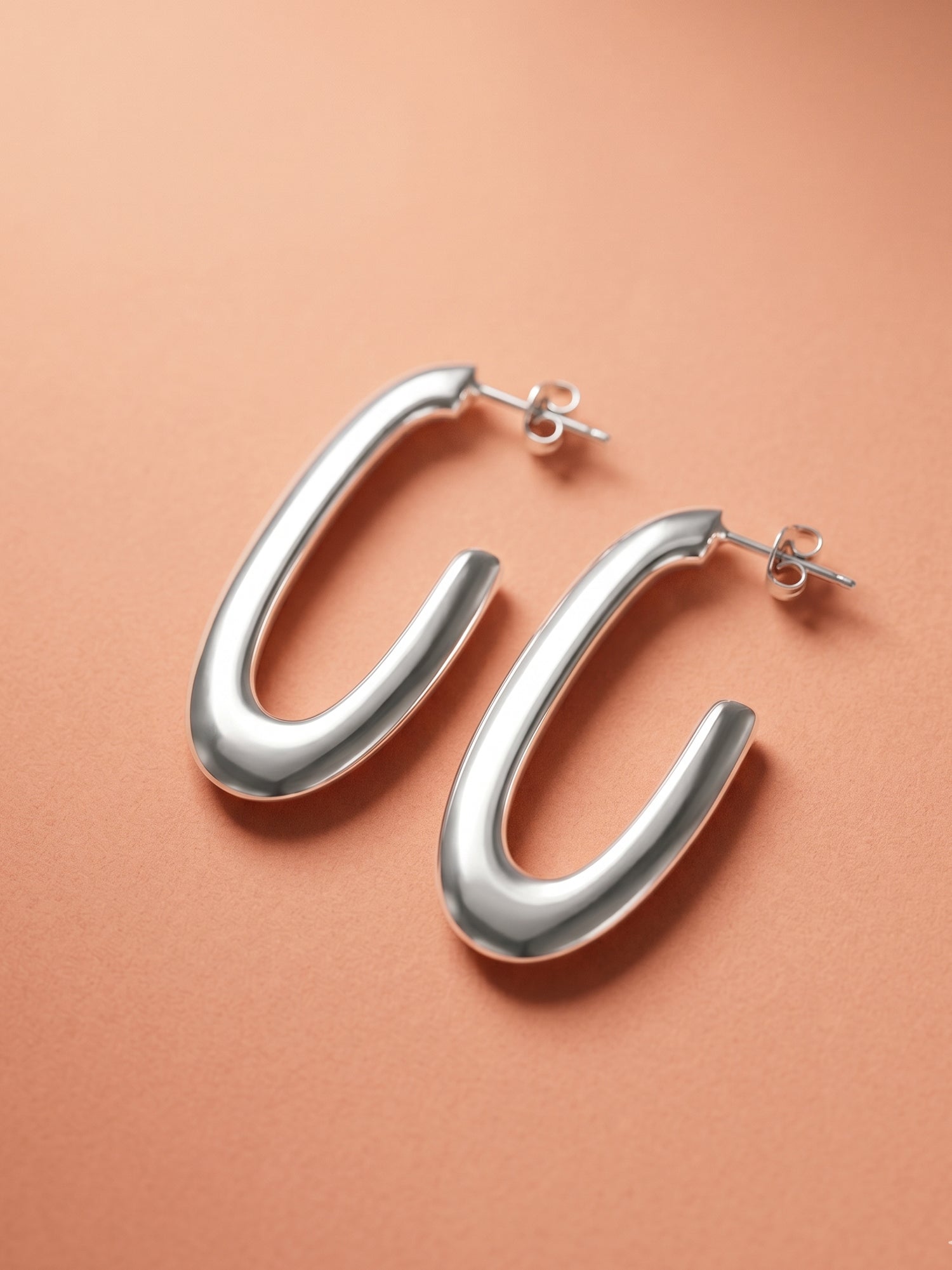Sculptural Elongated Open Hoop Studs