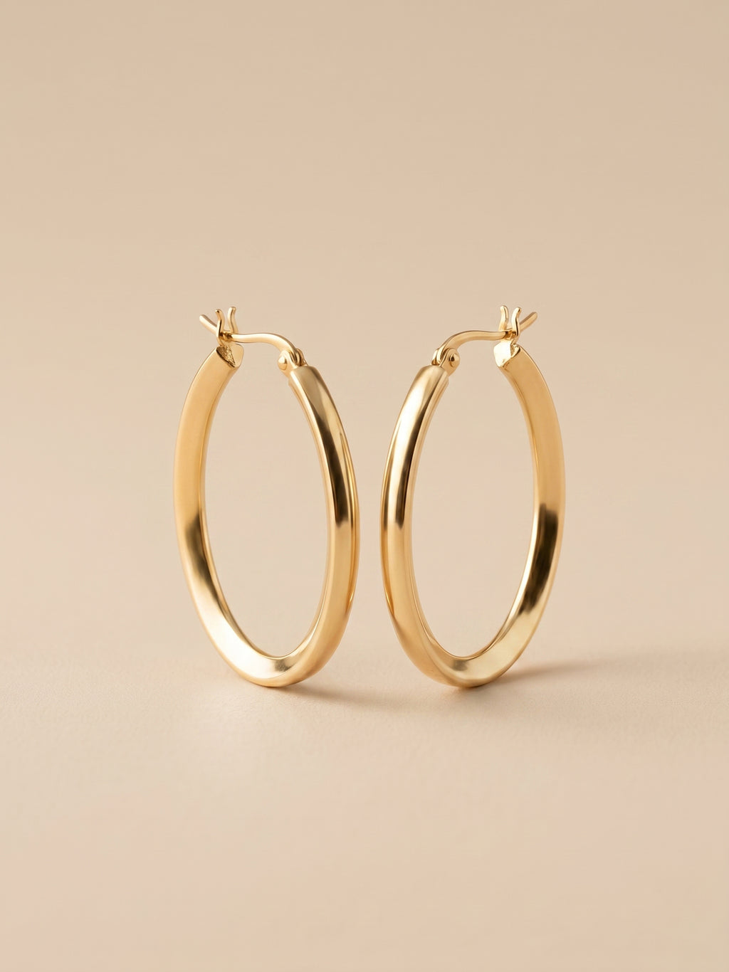 Polished Oval Tube Hoop Earrings