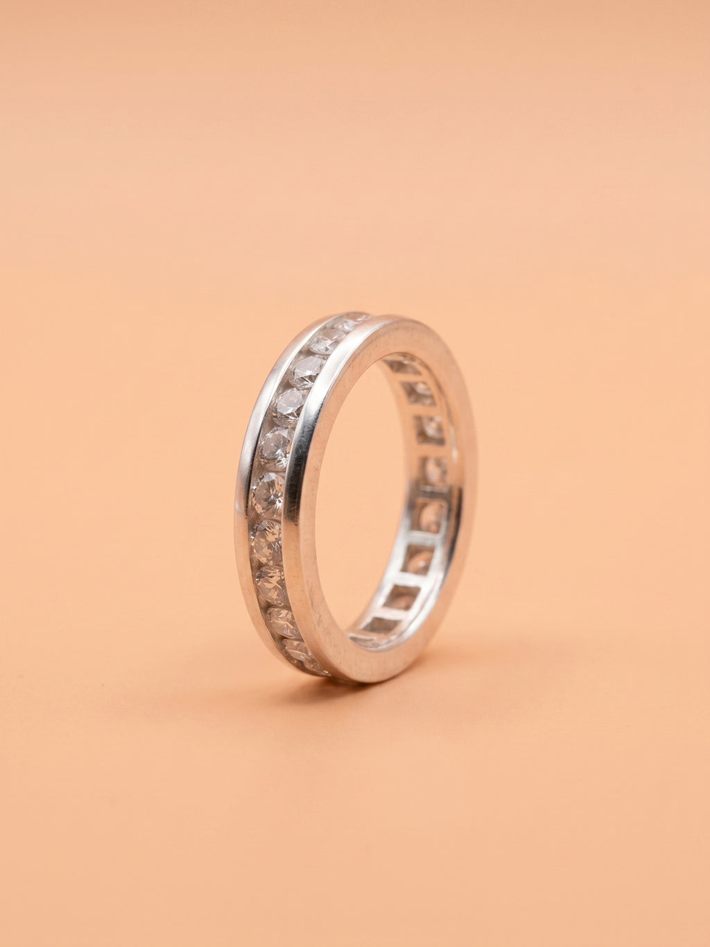 Channel-Set Cubic Zirconia Eternity Band Ring