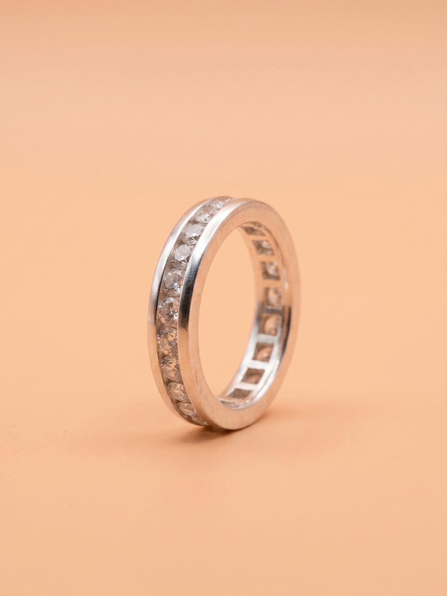 Channel-Set Cubic Zirconia Eternity Band Ring