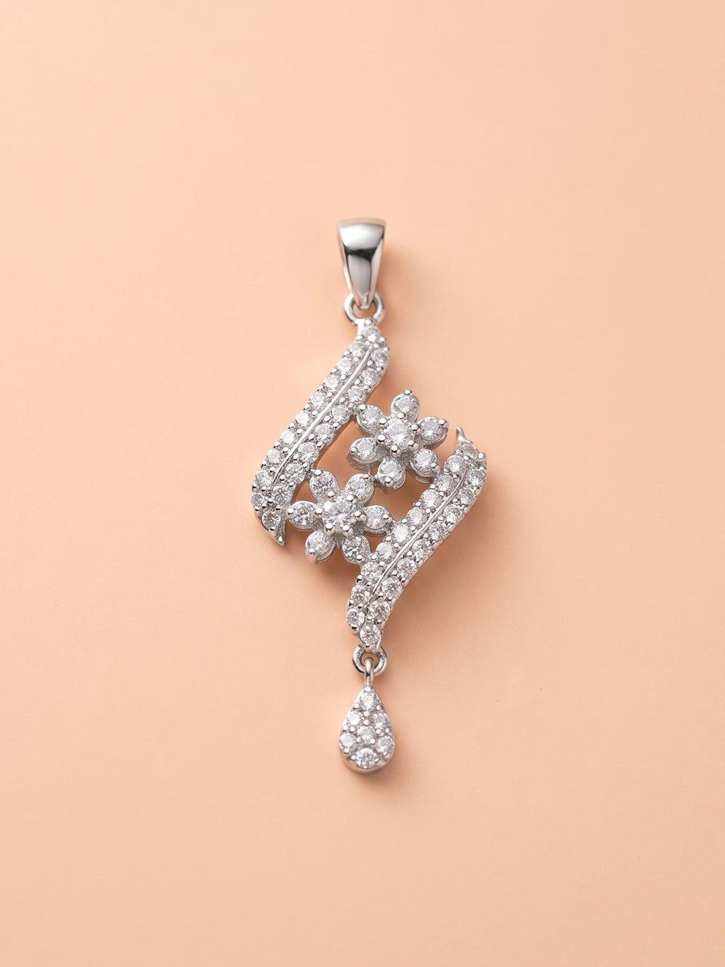 Elegant Floral Wave Teardrop Pendant