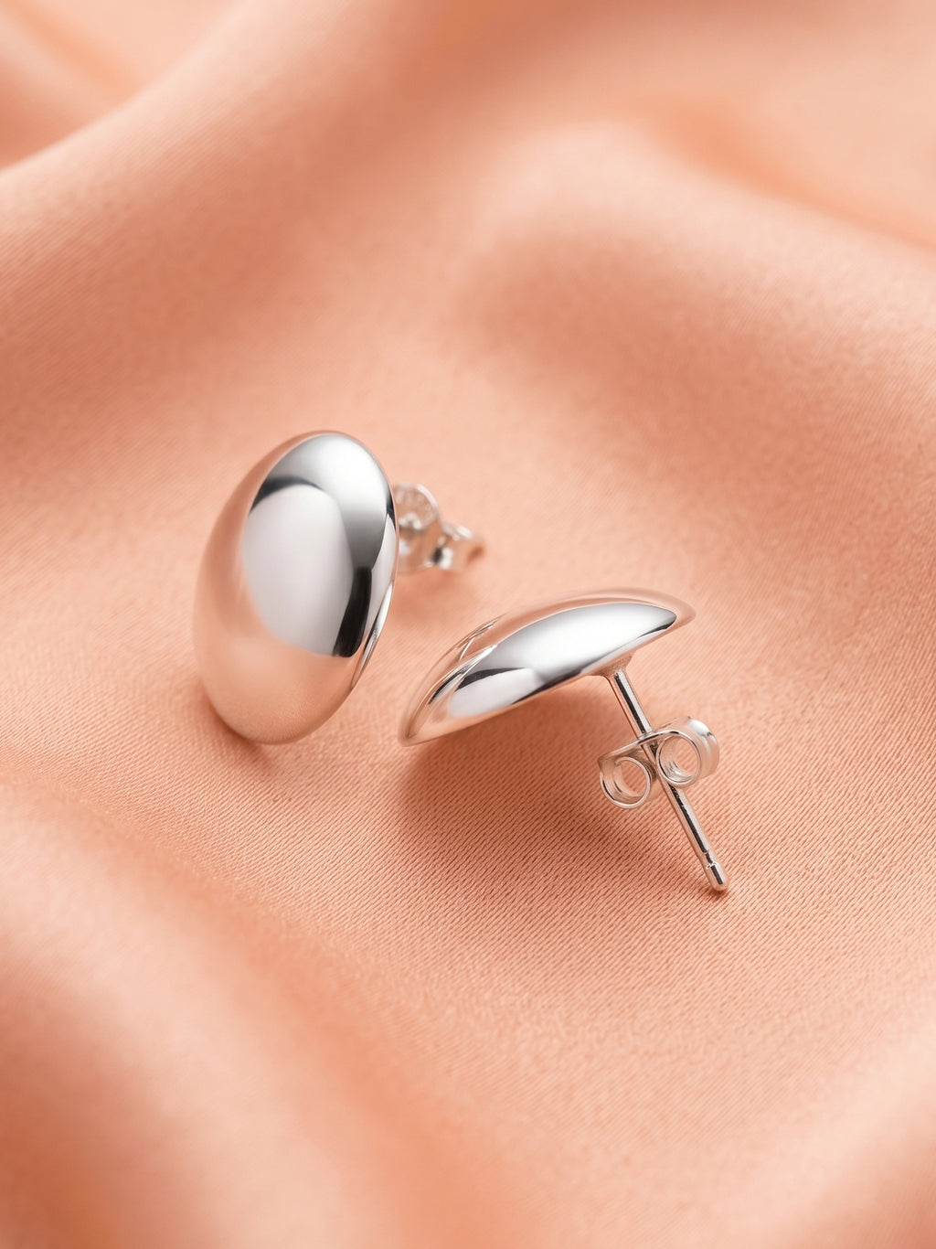 Sculptural Domed Oval Stud Earrings