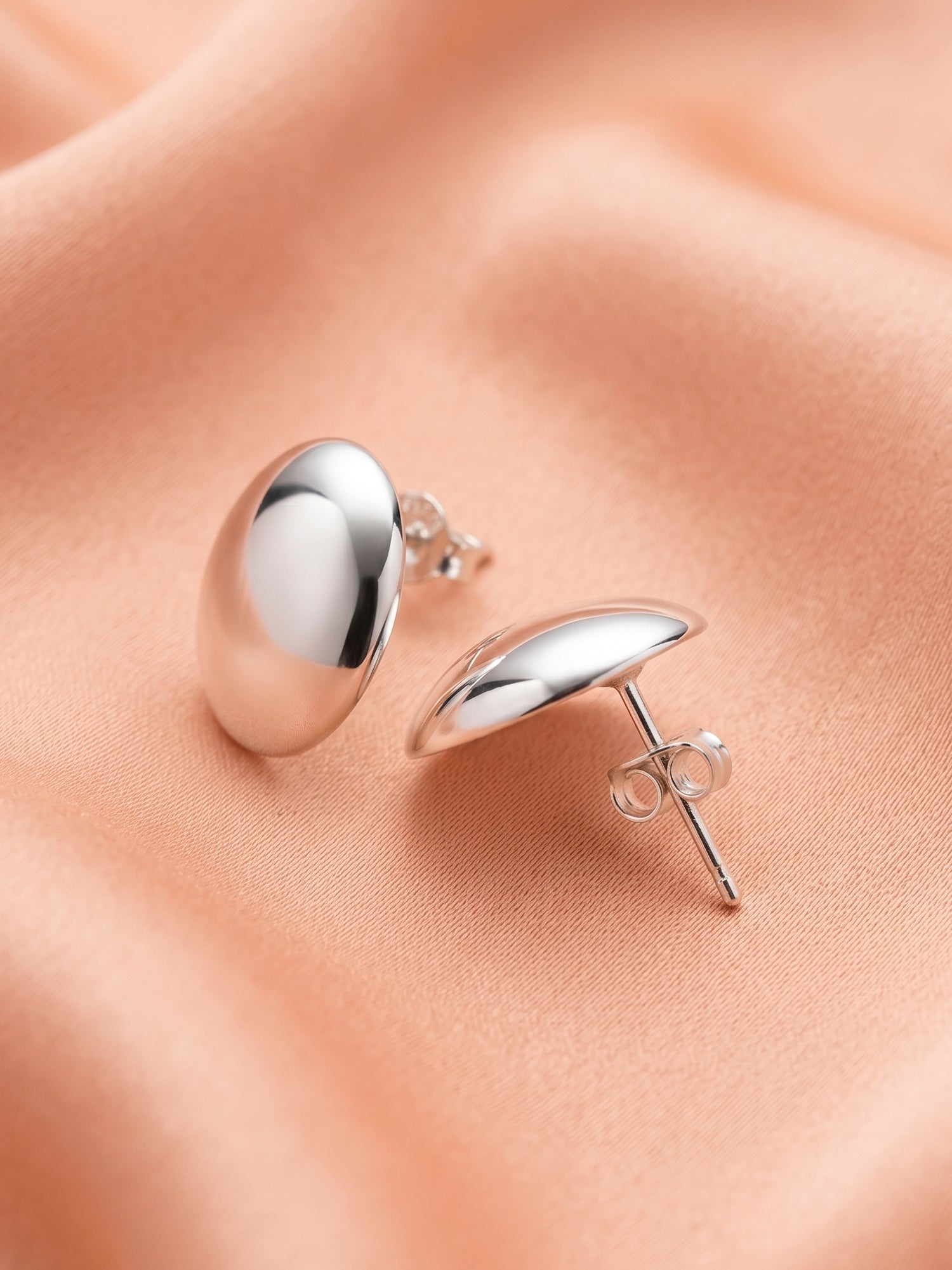 Sculptural Domed Oval Stud Earrings