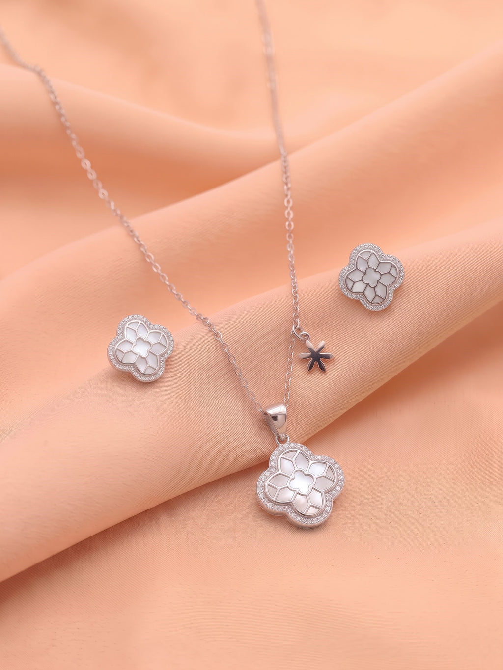 The Flora Luxe Mother-of-Pearl & CZ Jewelry Set