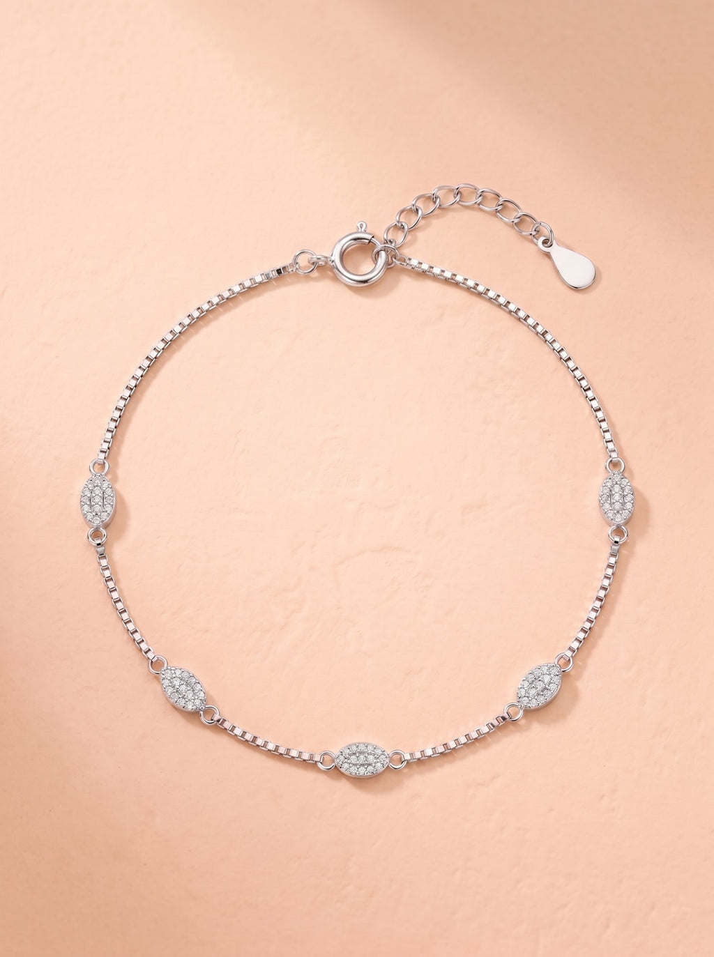 Celestial Oval Pavé Box Chain Anklet
