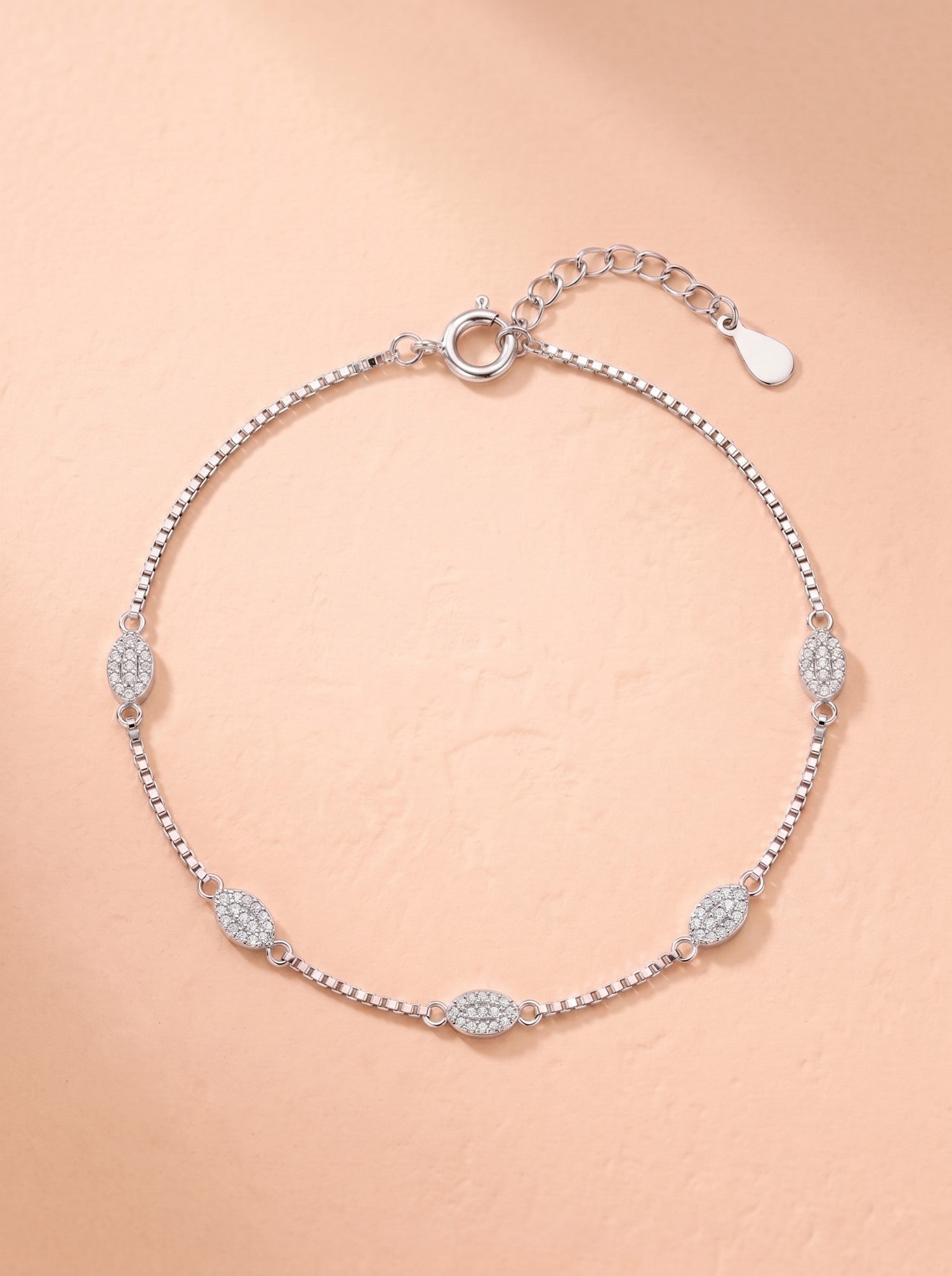 Celestial Oval Pavé Box Chain Anklet