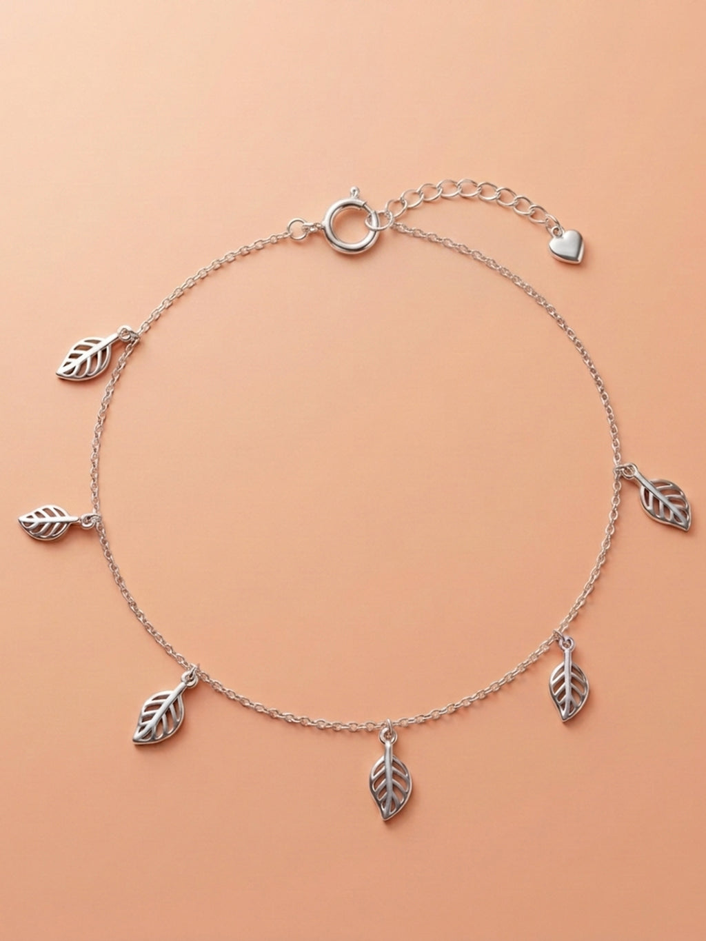Hollow Leaf Charm Anklet