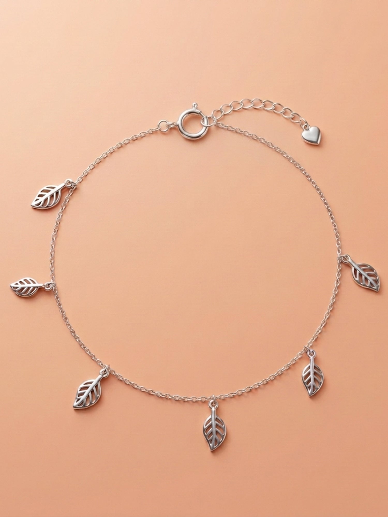Hollow Leaf Charm Anklet