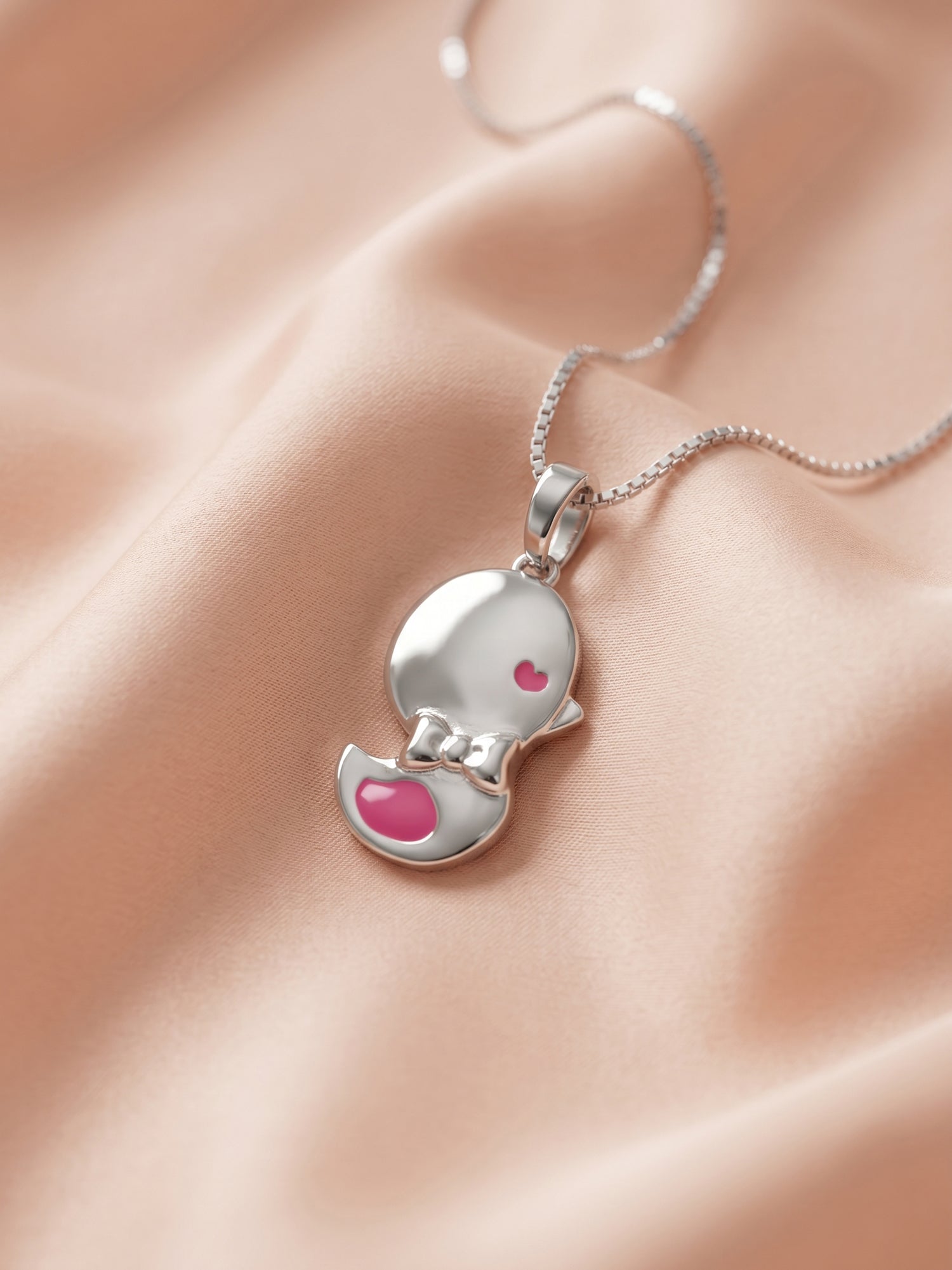 Baby Chick Pink Enamel Pendant Necklace for Kids