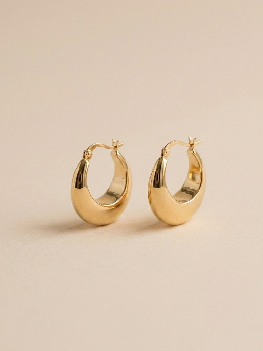Polished Crescent Dome Hoop Earrings