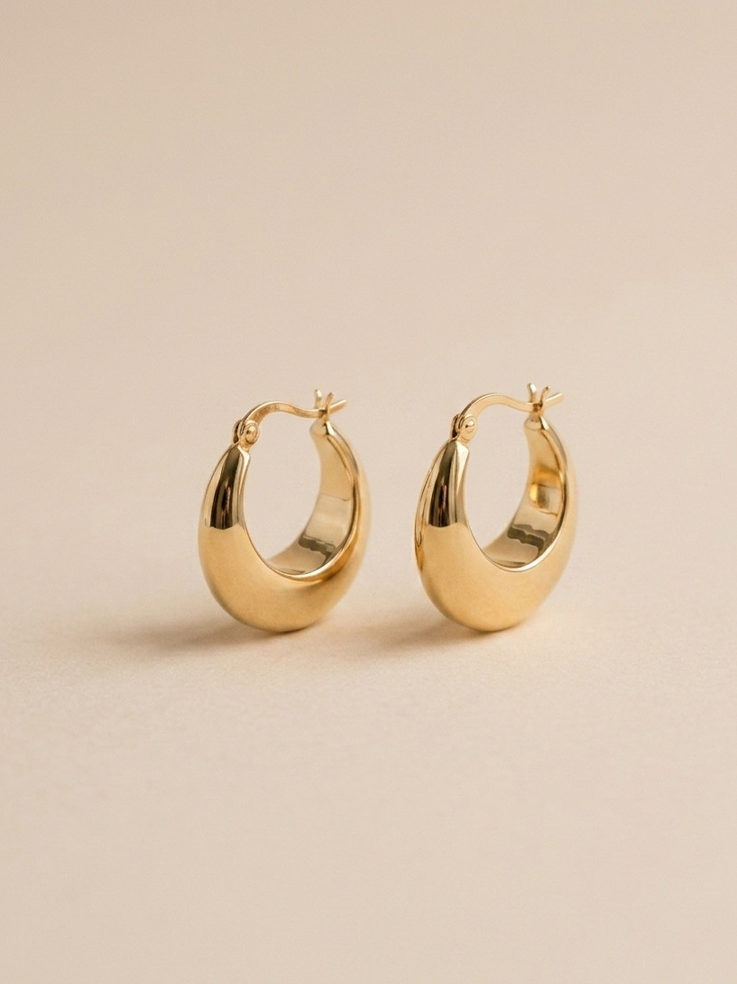 Polished Crescent Dome Hoop Earrings