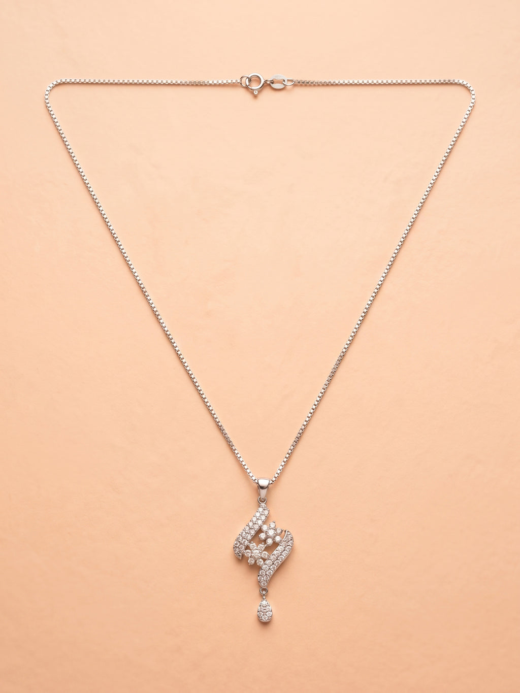 Floral Ribbon Wave Pendant Necklace