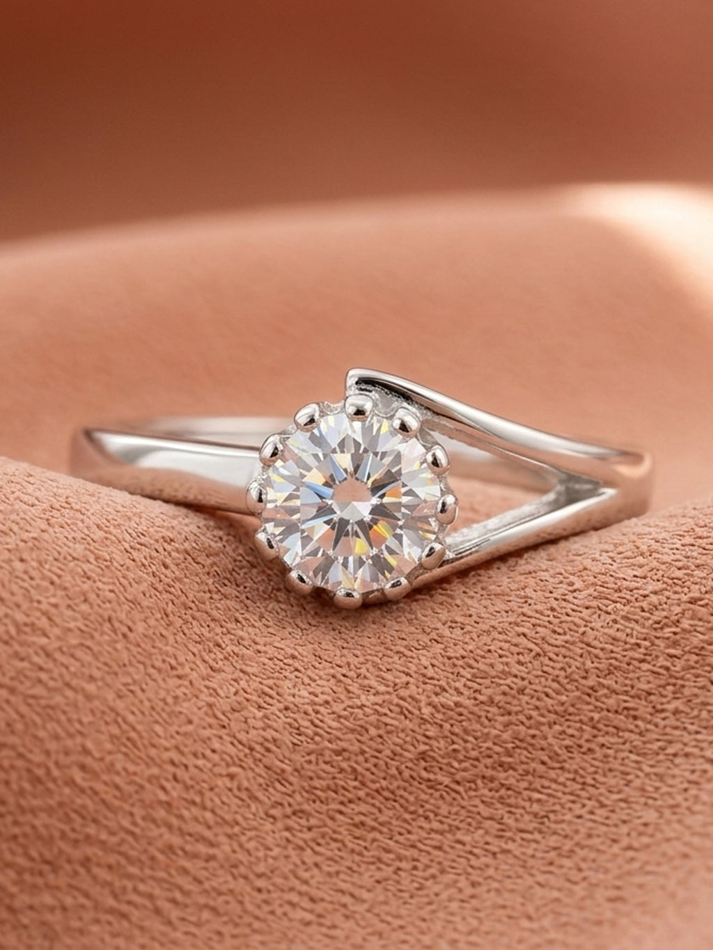 Radiant Crown Solitaire Ring