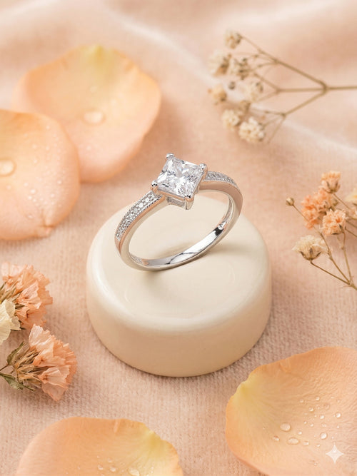 Radiant Princess Solitaire Ring in 925 sterling silver — 925 Siller