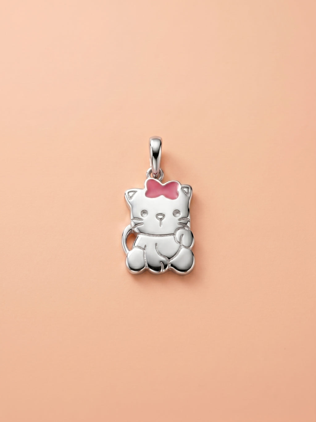 Kids Pink Bow Kitty Pendant